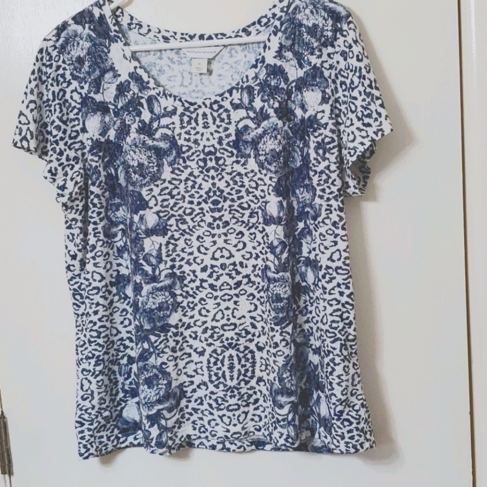 Women's navy/white dressy t-shirt